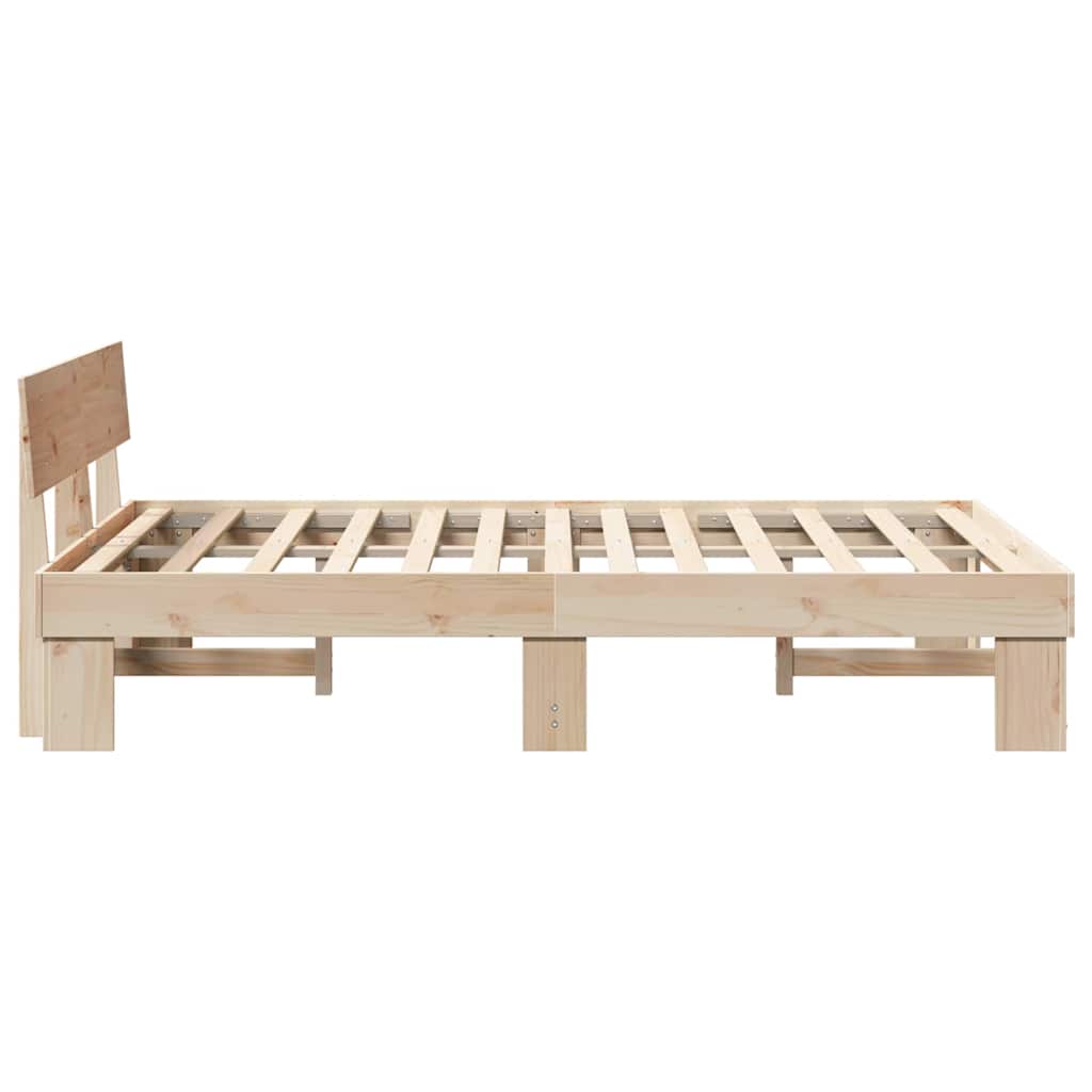 Cadre de lit avec tête de lit Naturel 140 x 190 cm Pin massif - XIOS