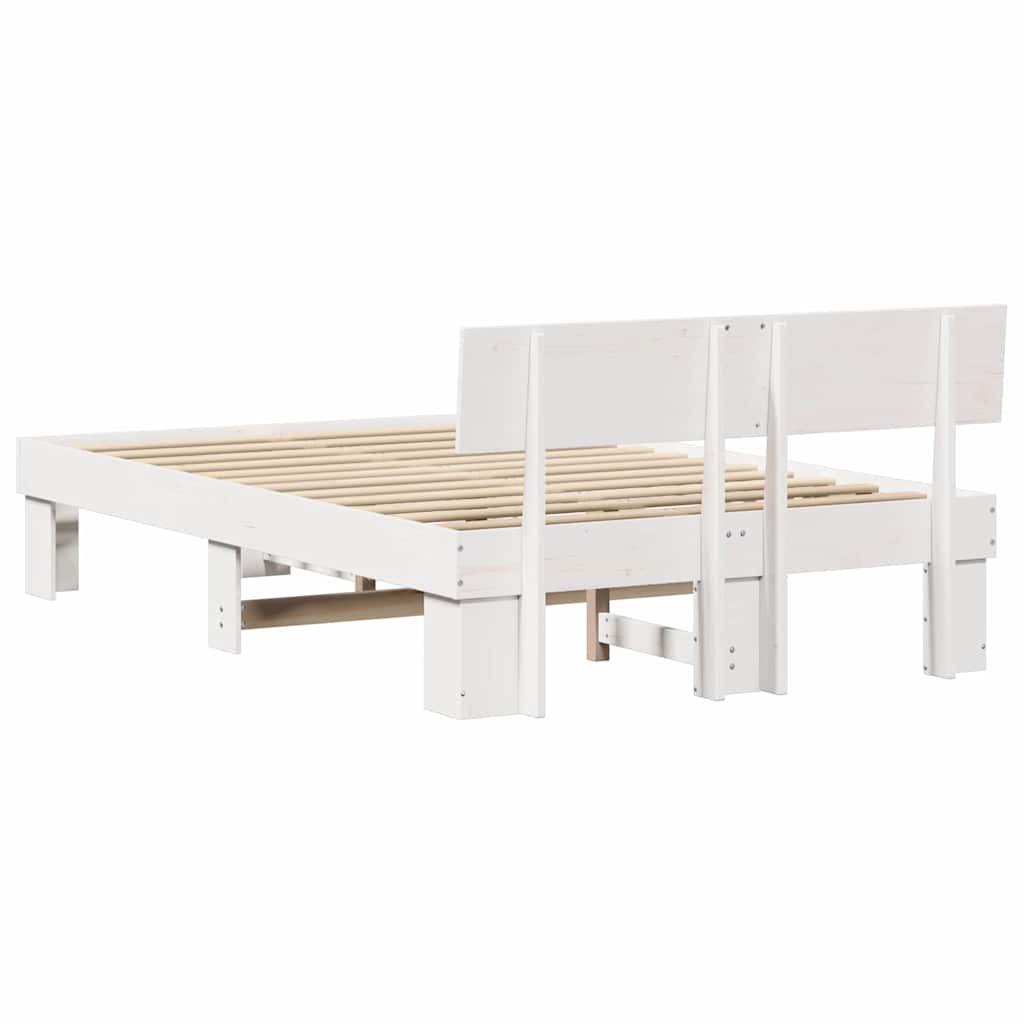 Cadre de lit avec tête de lit Blanc 140 x 190 cm Pin massif - XIOS