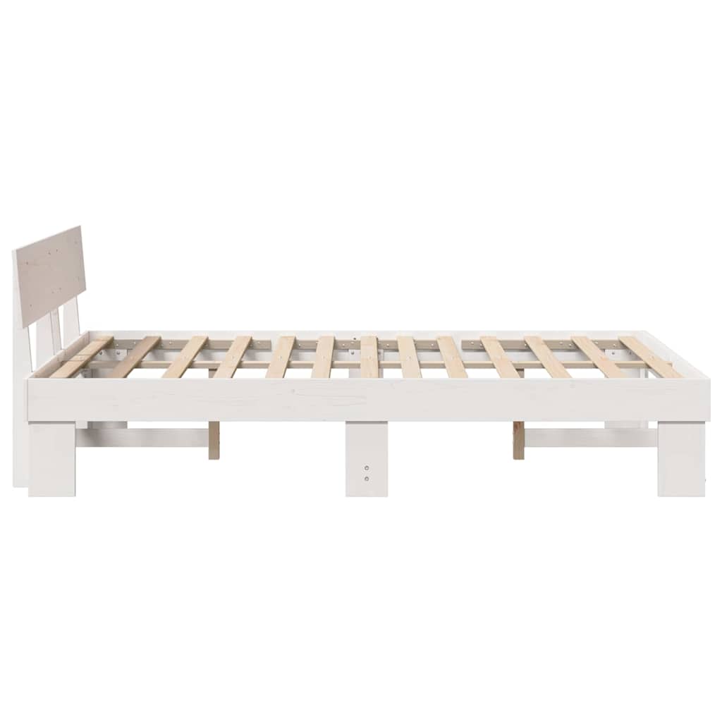 Cadre de lit Blanc 140 x 190 cm Bois massif en pin - XIOS