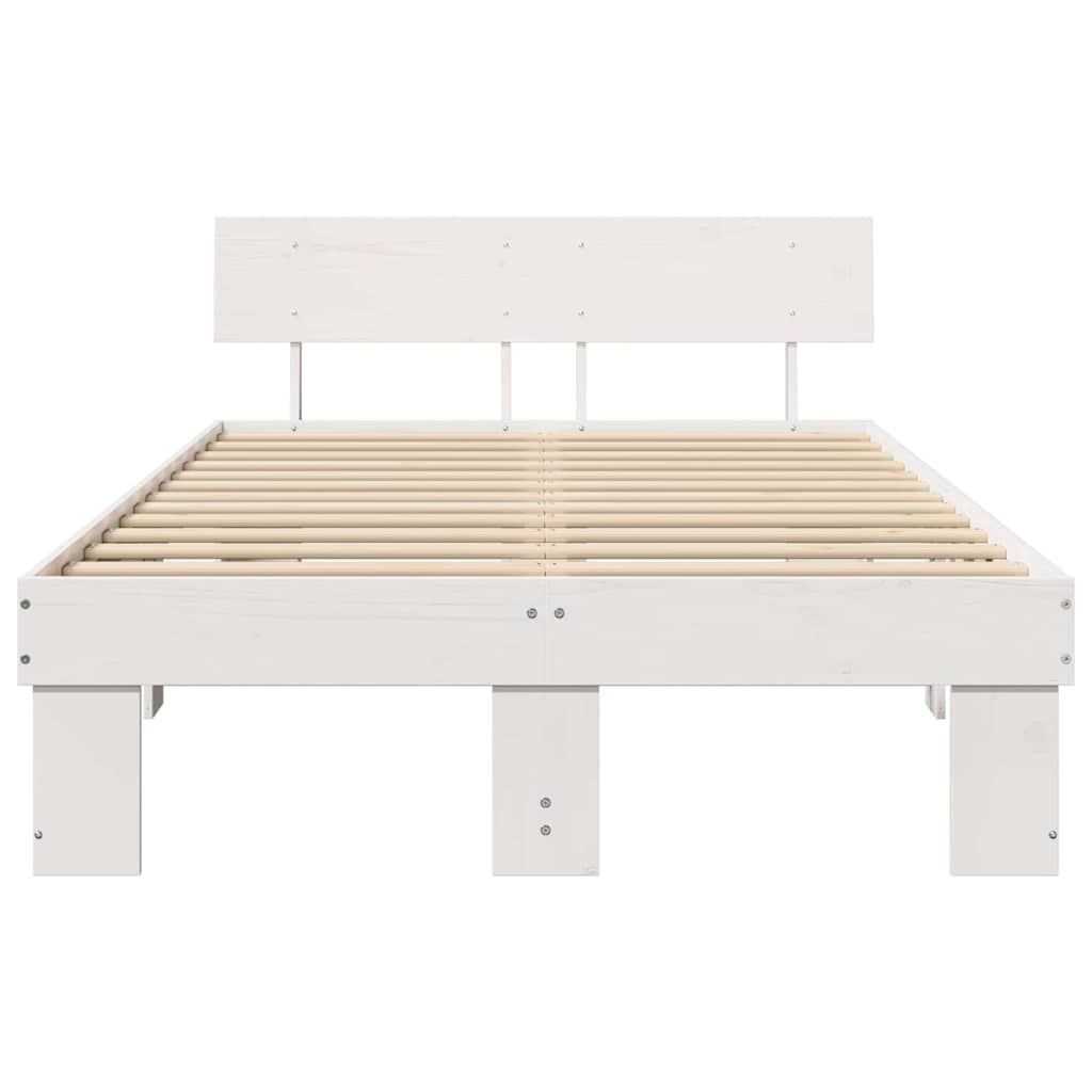 Cadre de lit Blanc 135 x 190 cm Bois massif en pin - XIOS