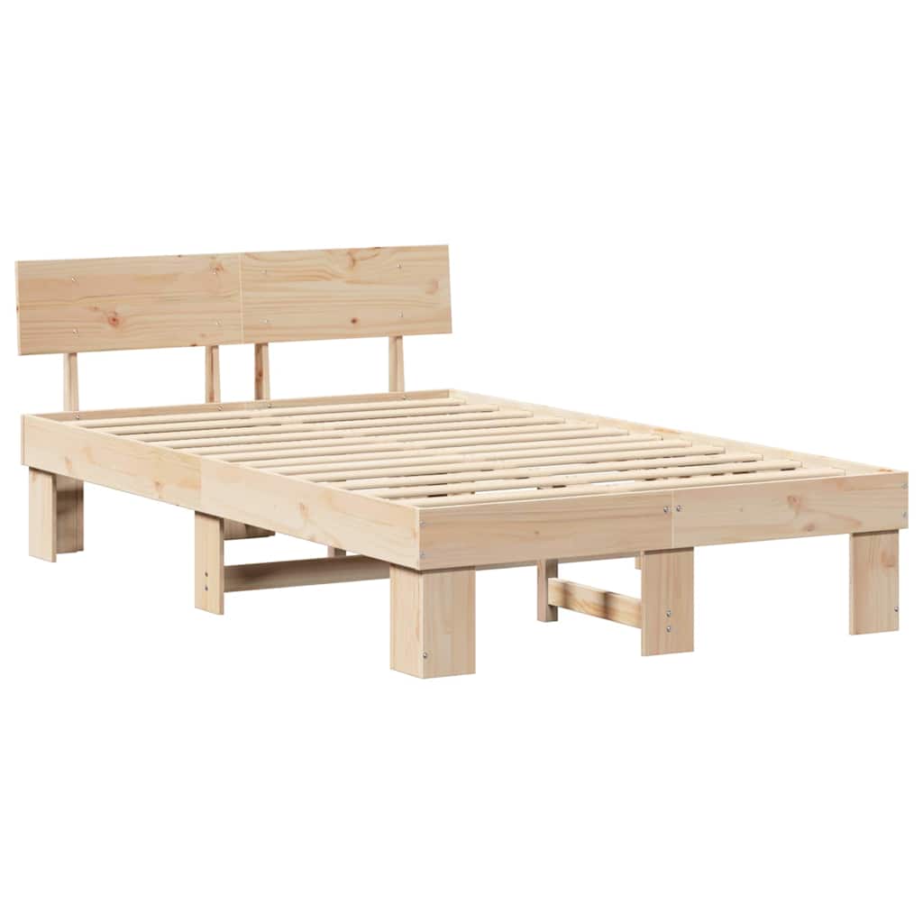 Cadre de lit avec tête de lit Naturel 120 x 190 cm Pin massif - XIOS