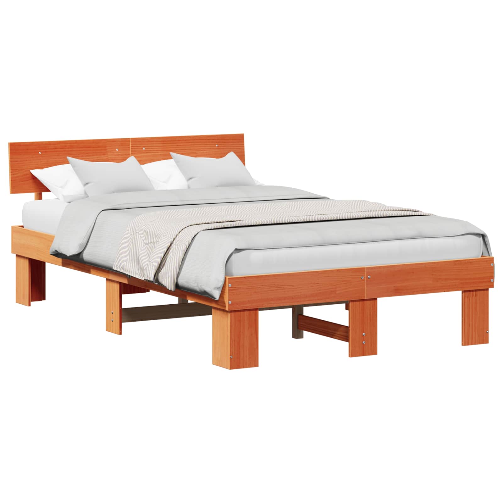 Cadre de lit avec tête de lit Brun cire 120 x 190 cm Pin massif - XIOS