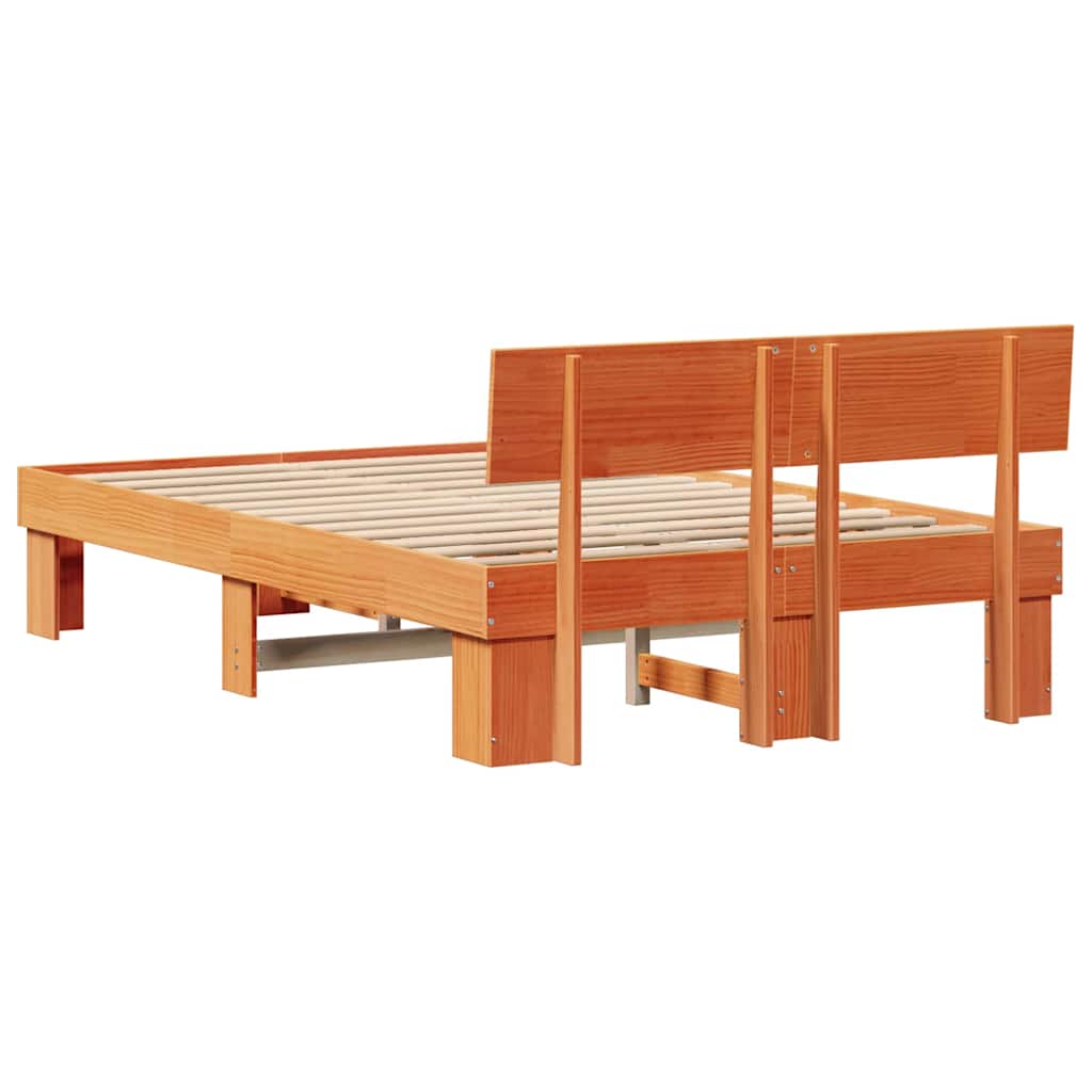 Cadre de lit avec tête de lit Brun cire 120 x 190 cm Pin massif - XIOS