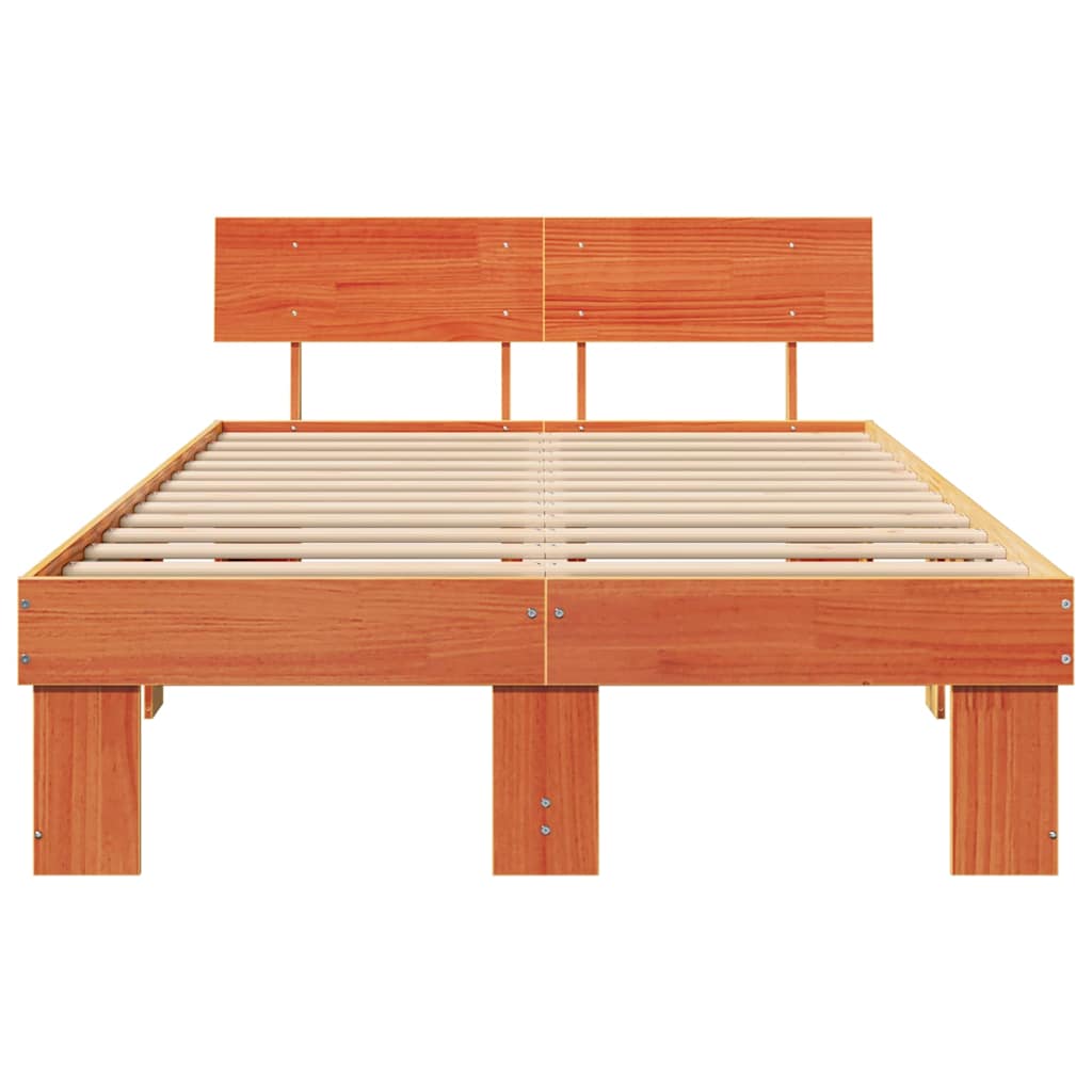Cadre de lit avec tête de lit Brun cire 120 x 190 cm Pin massif - XIOS