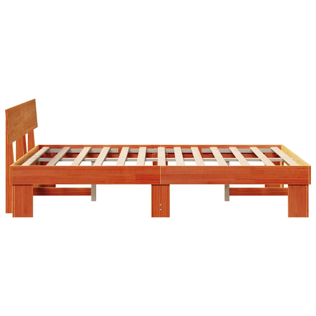 Cadre de lit avec tête de lit Brun cire 120 x 190 cm Pin massif - XIOS