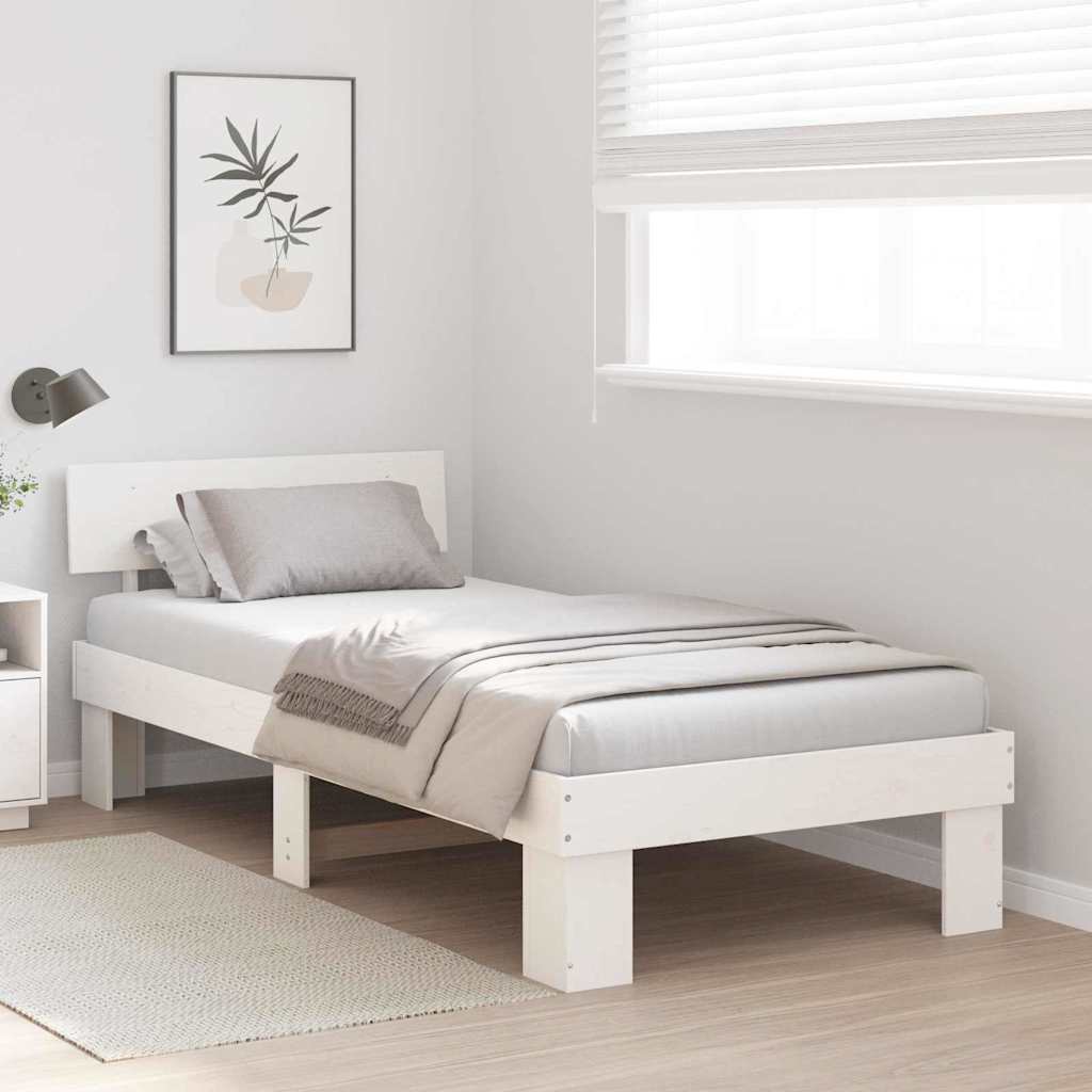 Cadre de lit avec tête de lit Blanc 100 x 200 cm Pin massif - XIOS