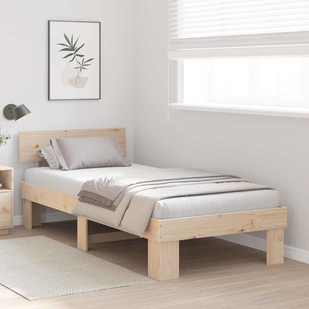Cadre de lit avec tête de lit Naturel 90 x 200 cm Pin massif - XIOS