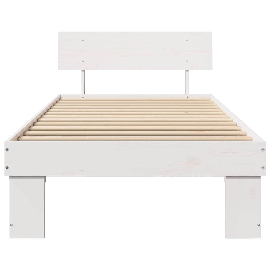 Cadre de lit avec tête de lit Blanc 90 x 200 cm Pin massif - XIOS