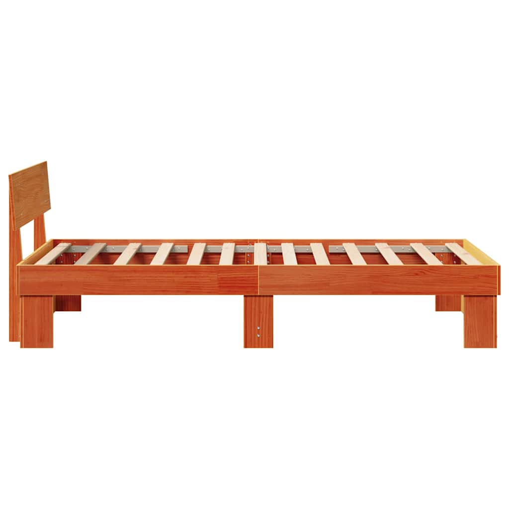 Cadre de lit avec tête de lit Brun cire 80 x 200 cm Pin massif - XIOS