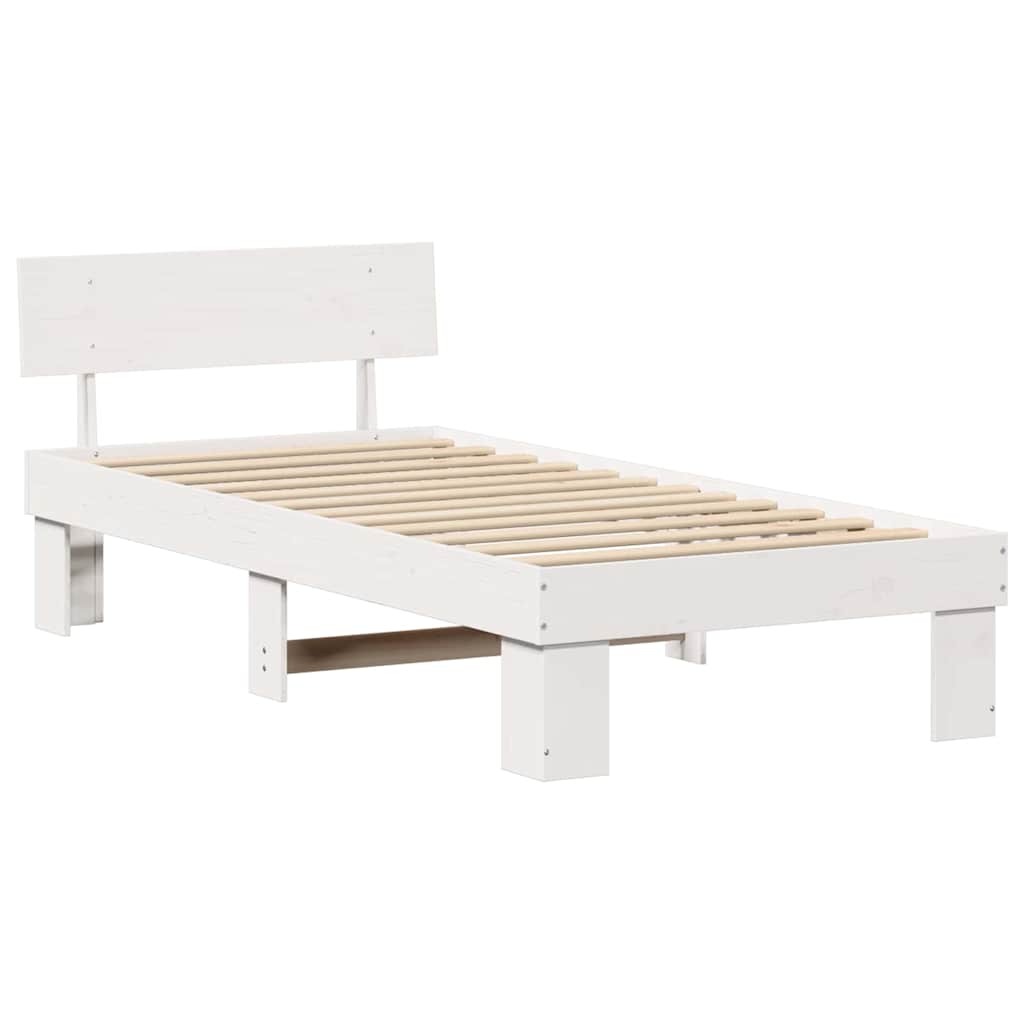 Cadre de lit avec tête de lit Blanc 90 x 190 cm Pin massif - XIOS