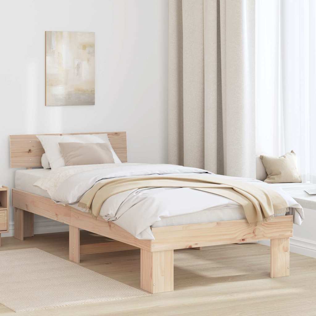Cadre de lit avec tête de lit Naturel 75 x 190 cm Pin massif - XIOS