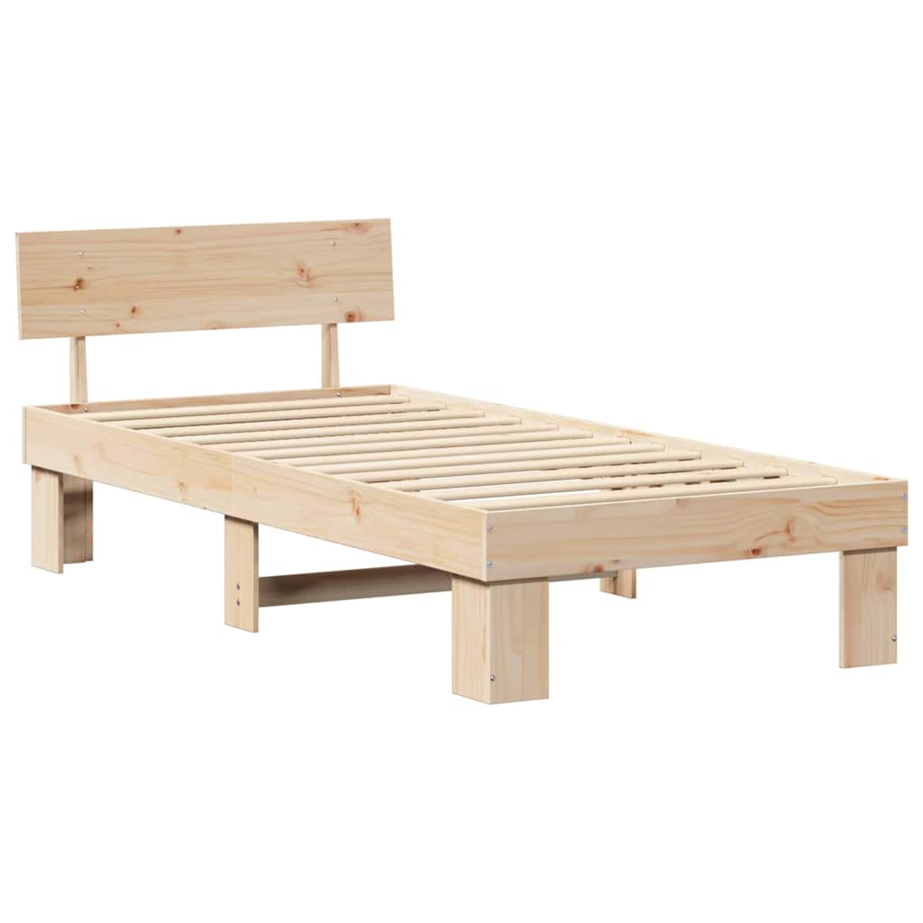 Cadre de lit avec tête de lit Naturel 75 x 190 cm Pin massif - XIOS