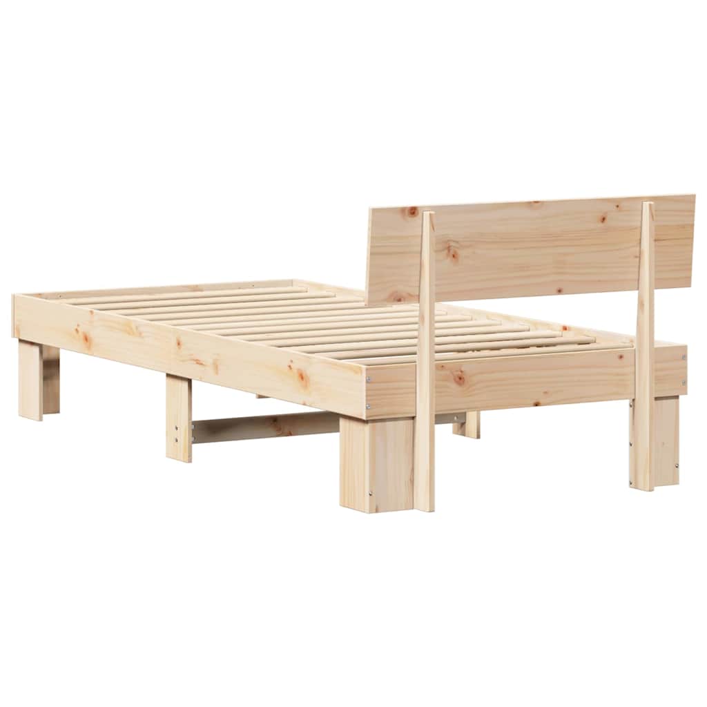 Cadre de lit avec tête de lit Naturel 75 x 190 cm Pin massif - XIOS