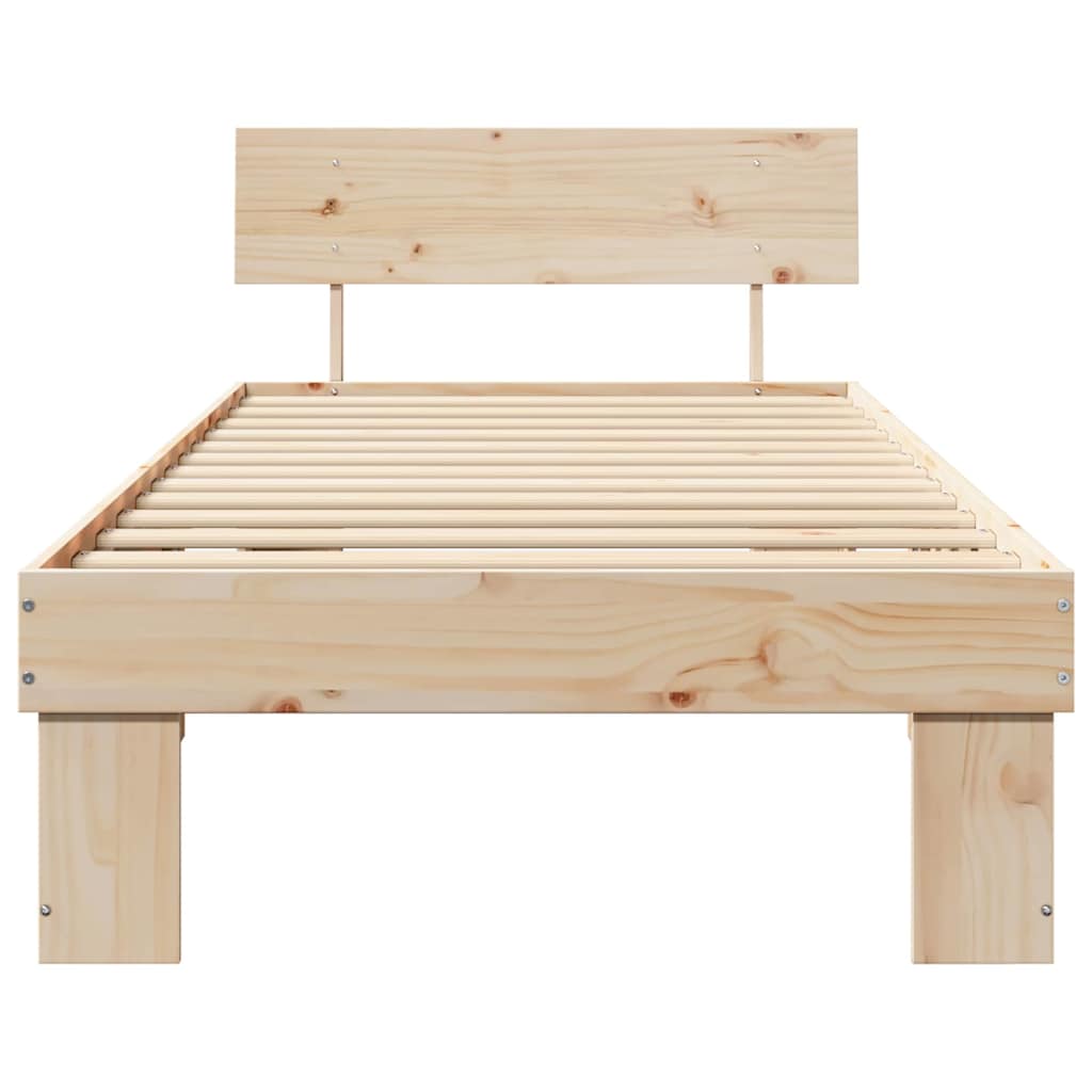 Cadre de lit avec tête de lit Naturel 75 x 190 cm Pin massif - XIOS