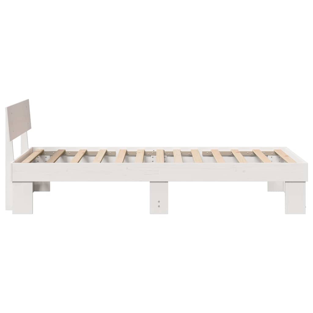 Cadre de lit avec tête de lit Blanc 75 x 190 cm Pin massif - XIOS