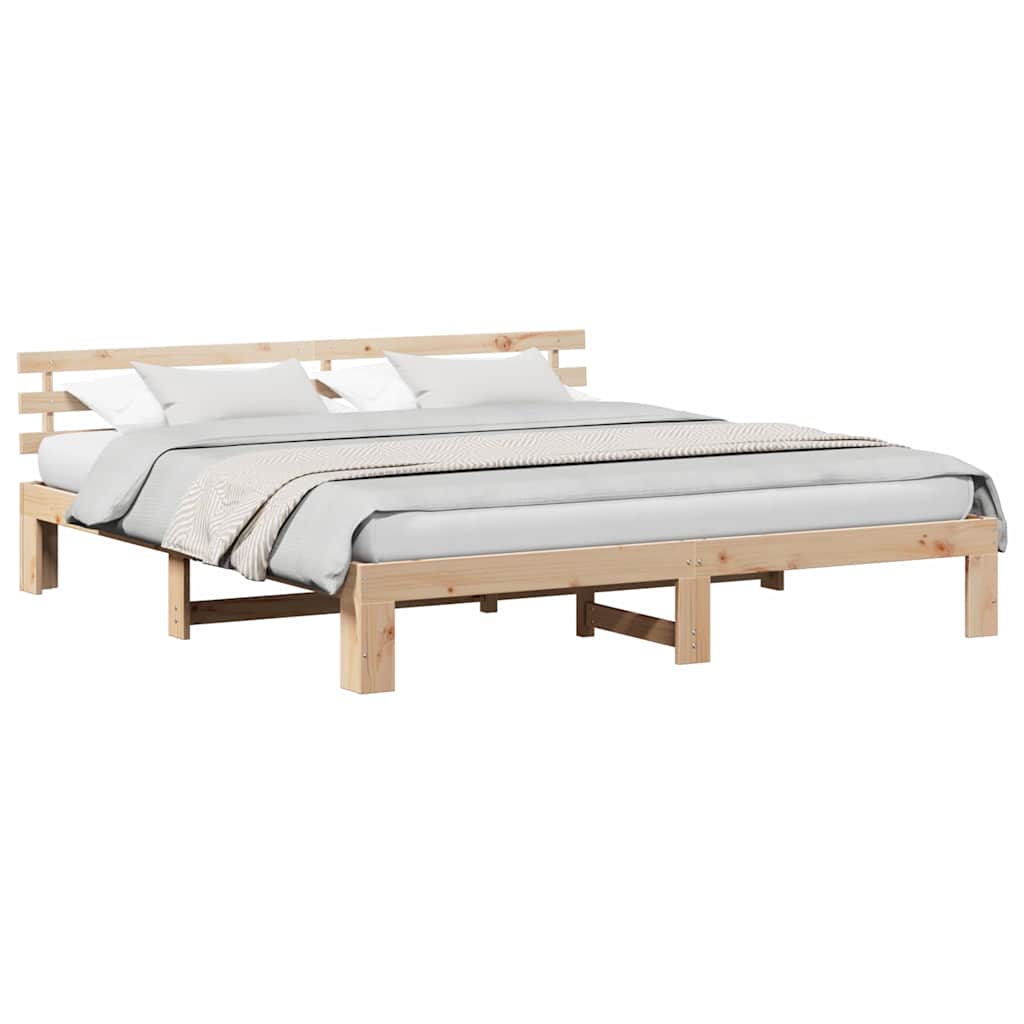 Cadre de lit avec tête de lit Naturel 200 x 200 cm Pin massif - XIOS