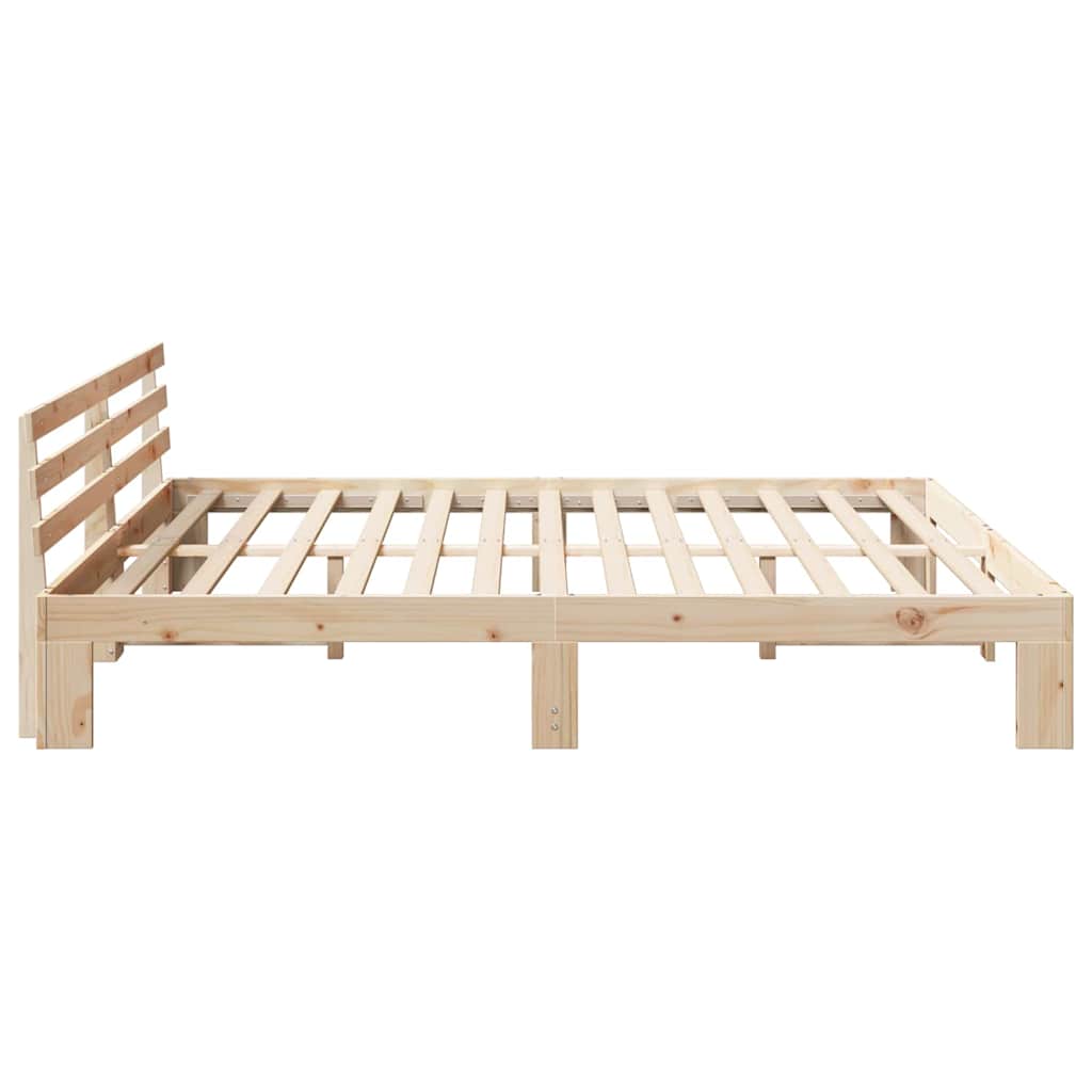 Cadre de lit avec tête de lit Naturel 200 x 200 cm Pin massif - XIOS
