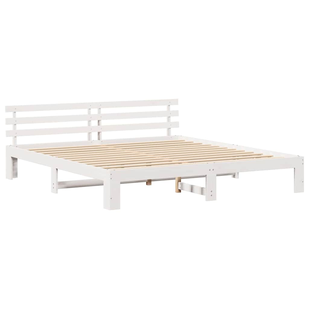 Cadre de lit avec tête de lit Blanc 200 x 200 cm Pin massif - XIOS