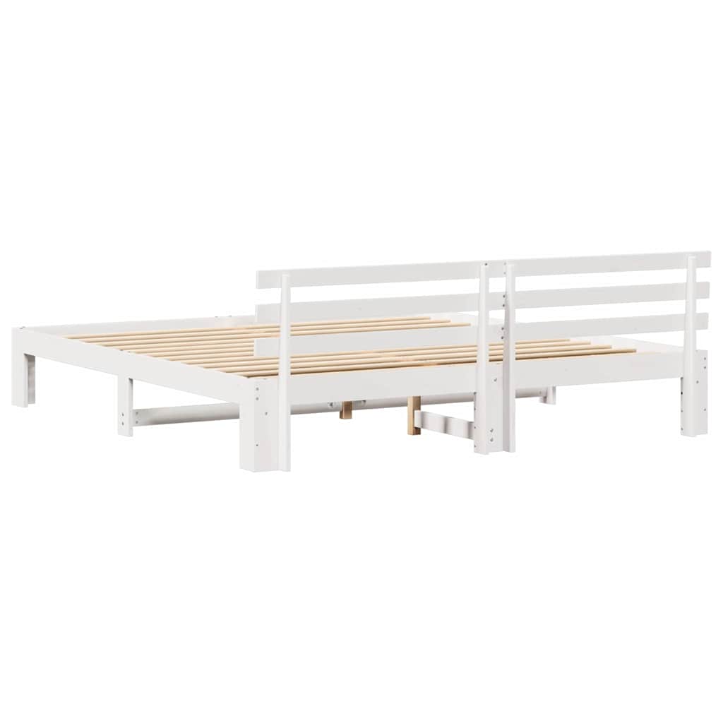 Cadre de lit avec tête de lit Blanc 200 x 200 cm Pin massif - XIOS