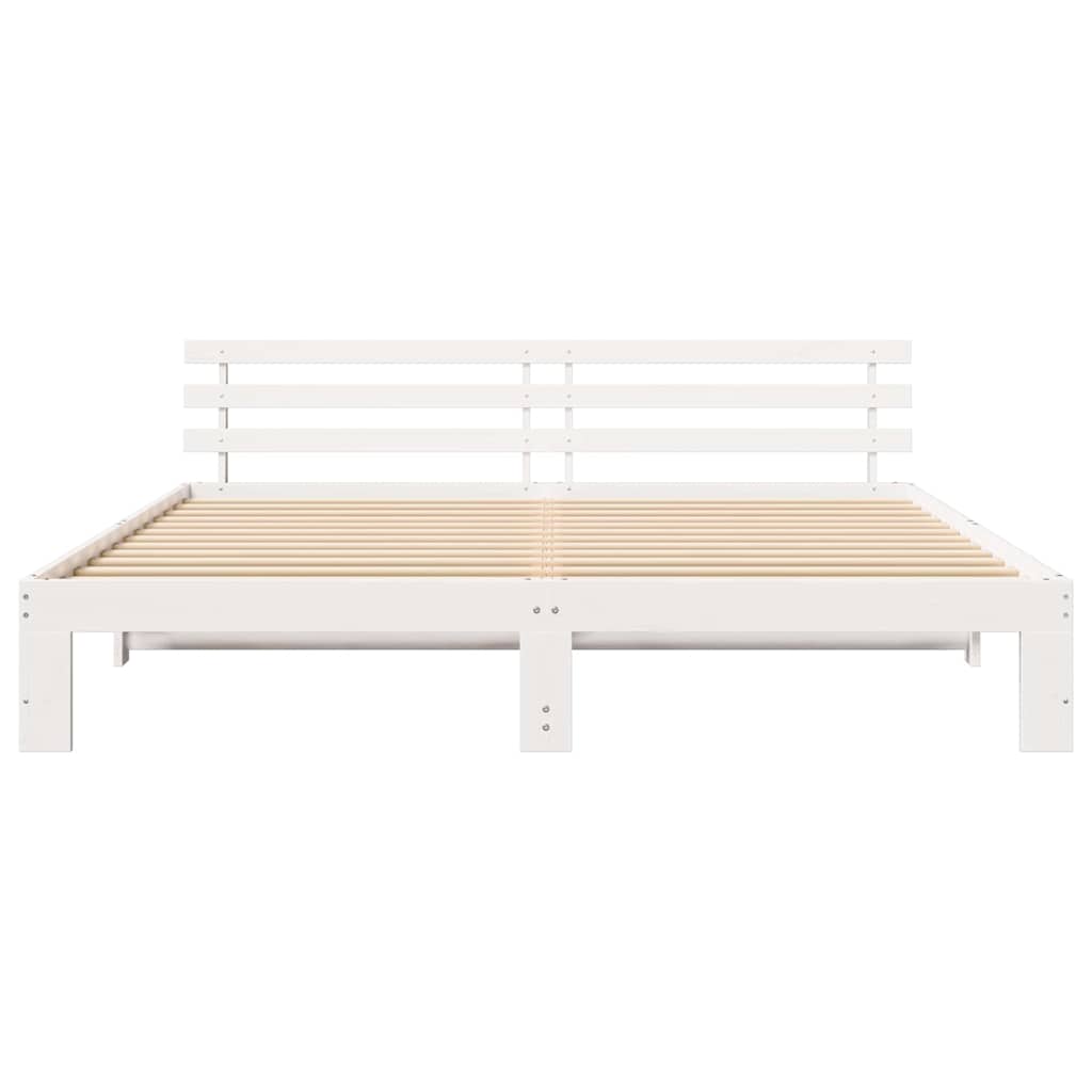 Cadre de lit avec tête de lit Blanc 200 x 200 cm Pin massif - XIOS