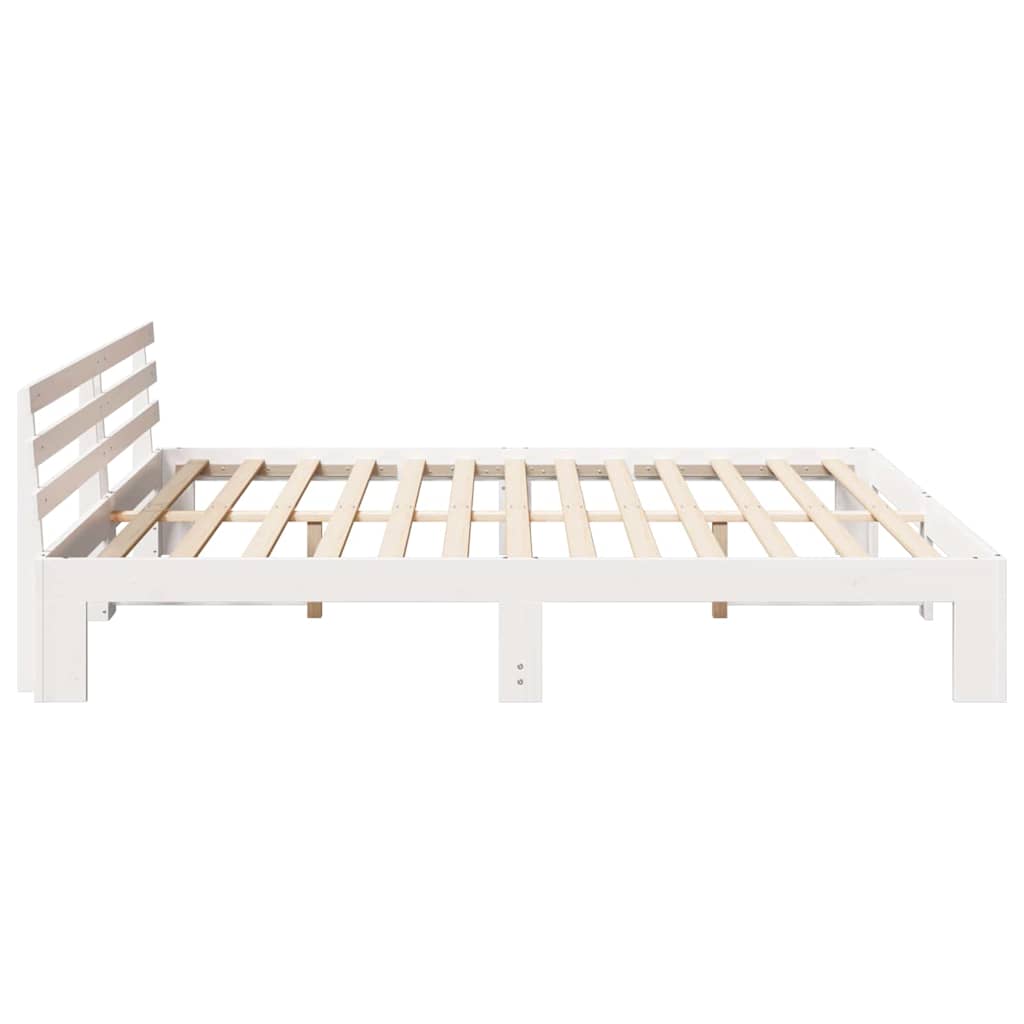 Cadre de lit avec tête de lit Blanc 200 x 200 cm Pin massif - XIOS