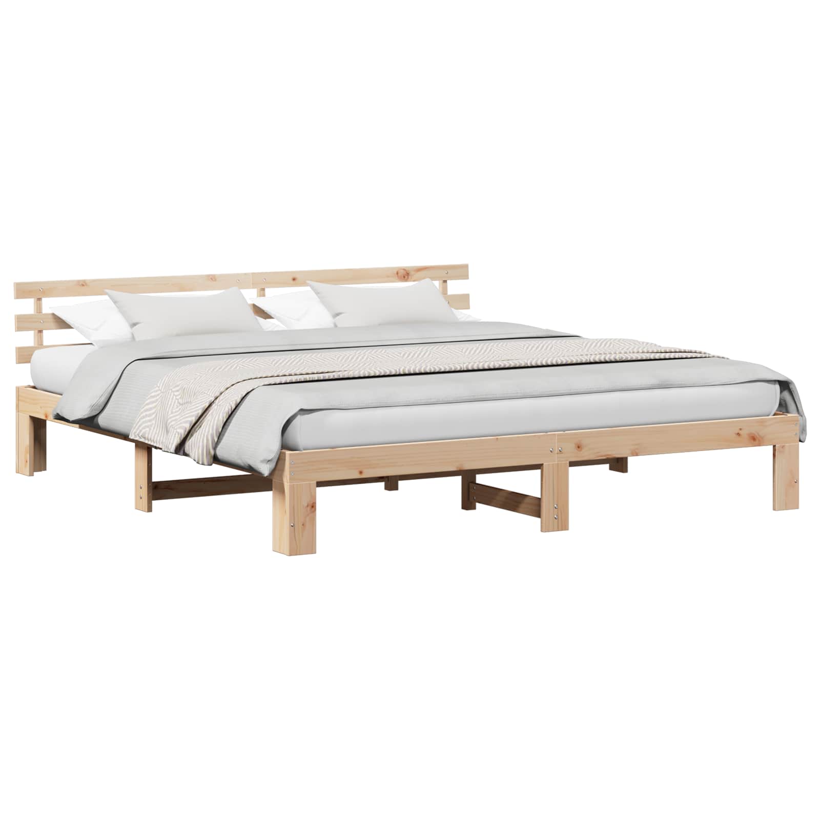 Cadre de lit avec tête de lit Naturel 180 x 200 cm Pin massif - XIOS