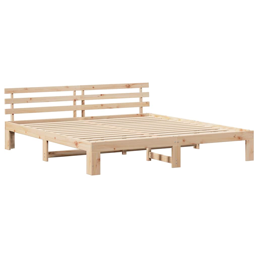 Cadre de lit avec tête de lit Naturel 180 x 200 cm Pin massif - XIOS