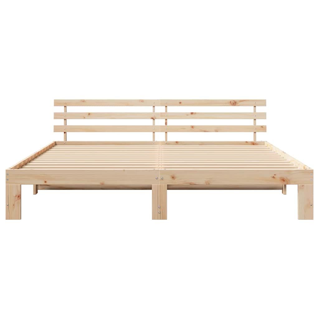 Cadre de lit avec tête de lit Naturel 180 x 200 cm Pin massif - XIOS