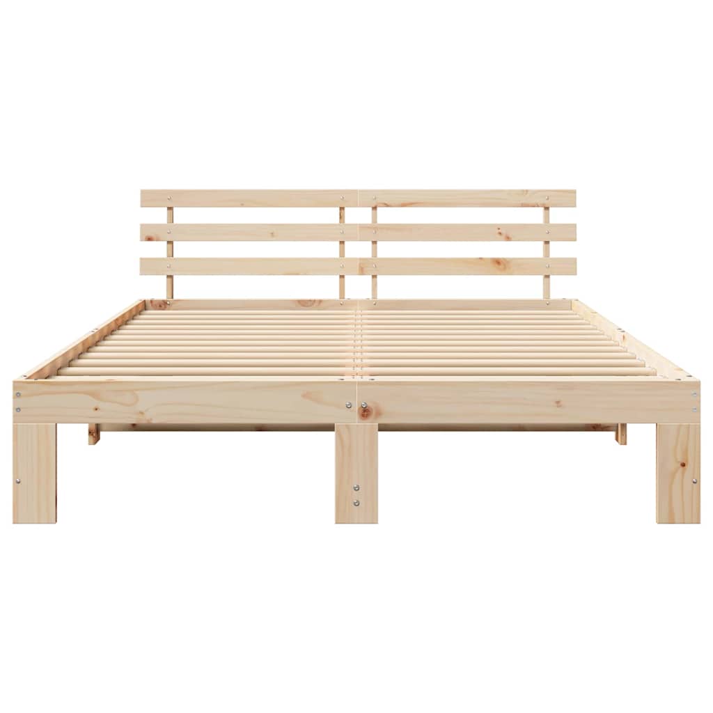 Cadre de lit avec tête de lit Naturel 160 x 200 cm Pin massif - XIOS