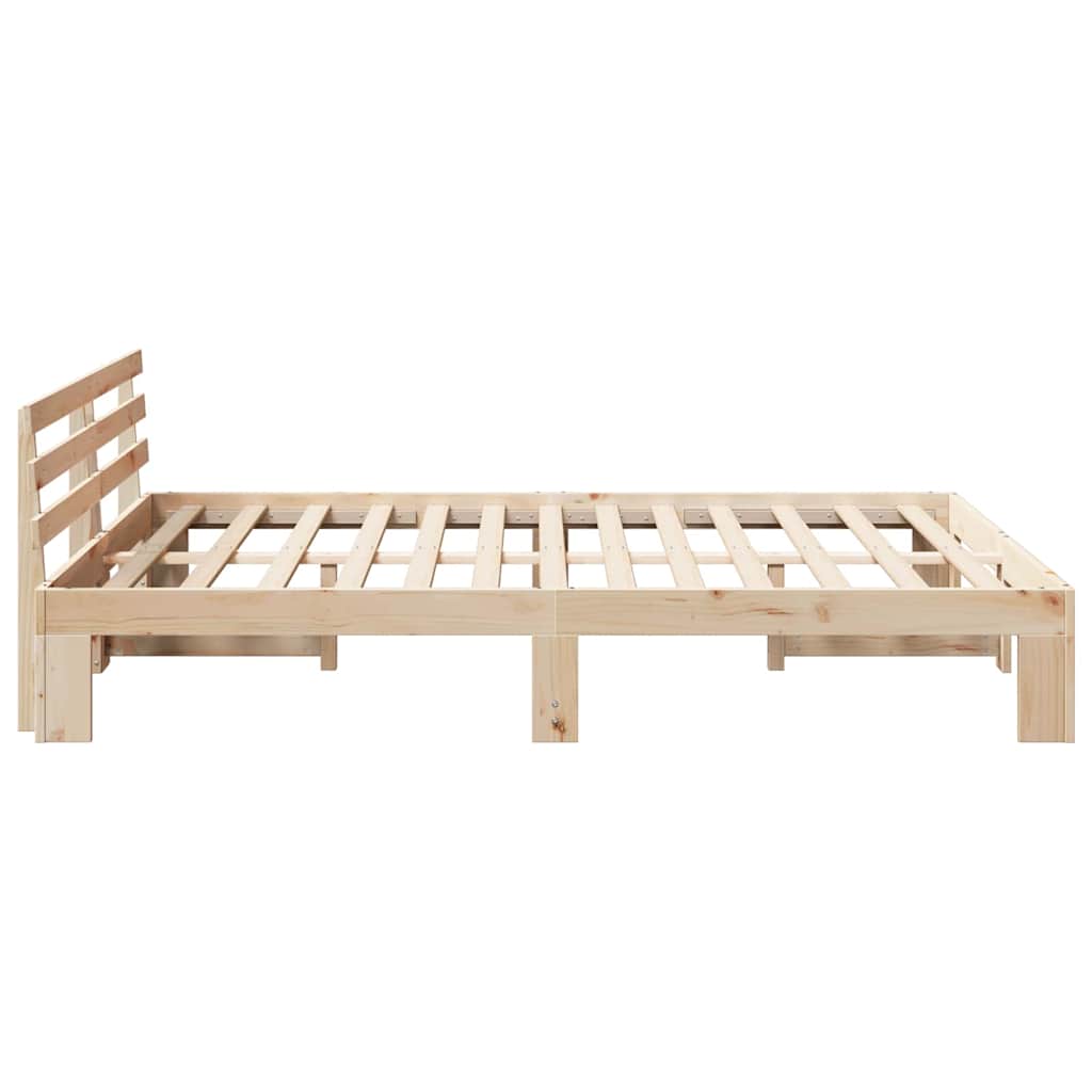 Cadre de lit avec tête de lit Naturel 160 x 200 cm Pin massif - XIOS