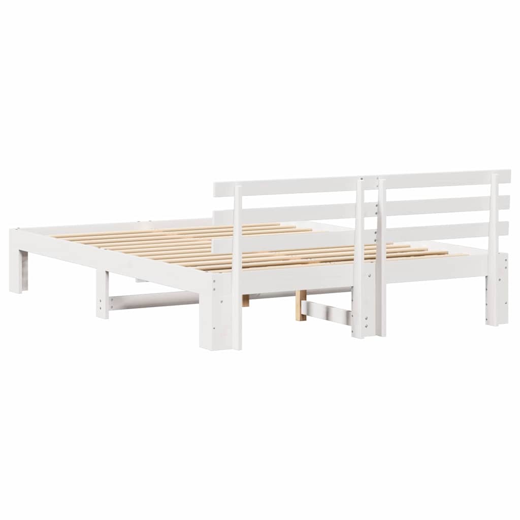 Cadre de lit avec tête de lit Blanc 160 x 200 cm Pin massif - XIOS