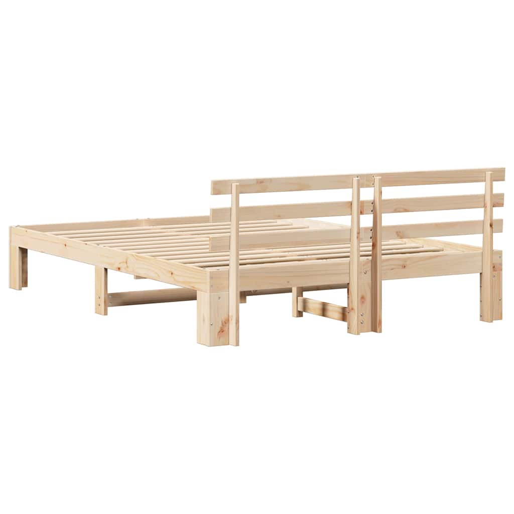 Cadre de lit avec tête de lit Naturel 150 x 200 cm Pin massif - XIOS