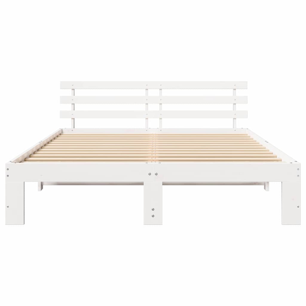 Cadre de lit avec tête de lit Blanc 150 x 200 cm Pin massif - XIOS