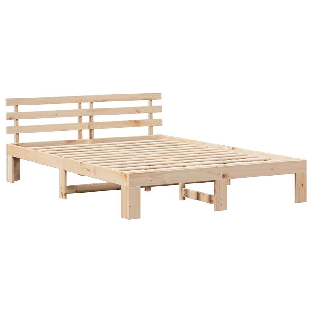Cadre de lit avec tête de lit Naturel 140 x 200 cm Pin massif - XIOS