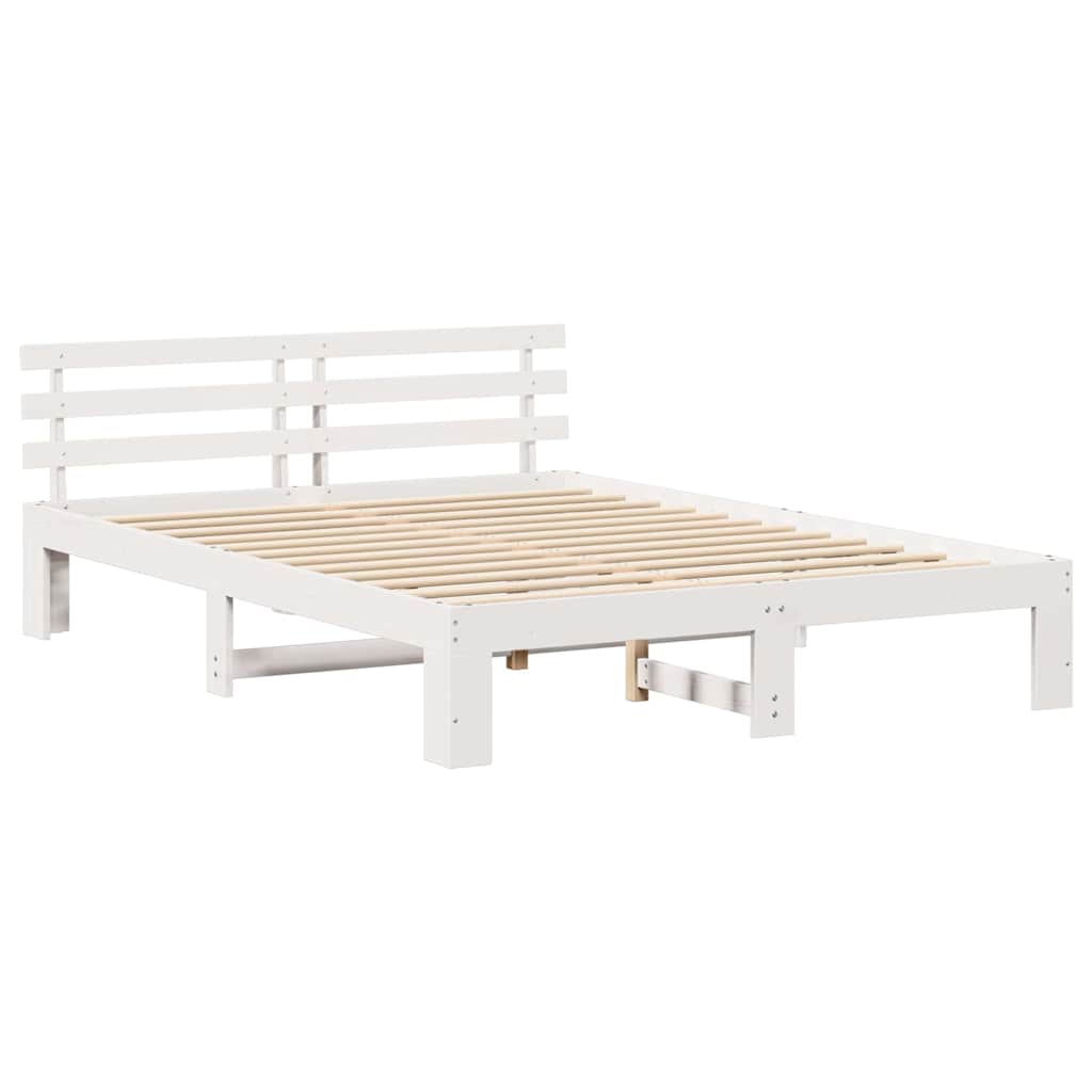 Cadre de lit avec tête de lit Blanc 140 x 200 cm Pin massif - XIOS