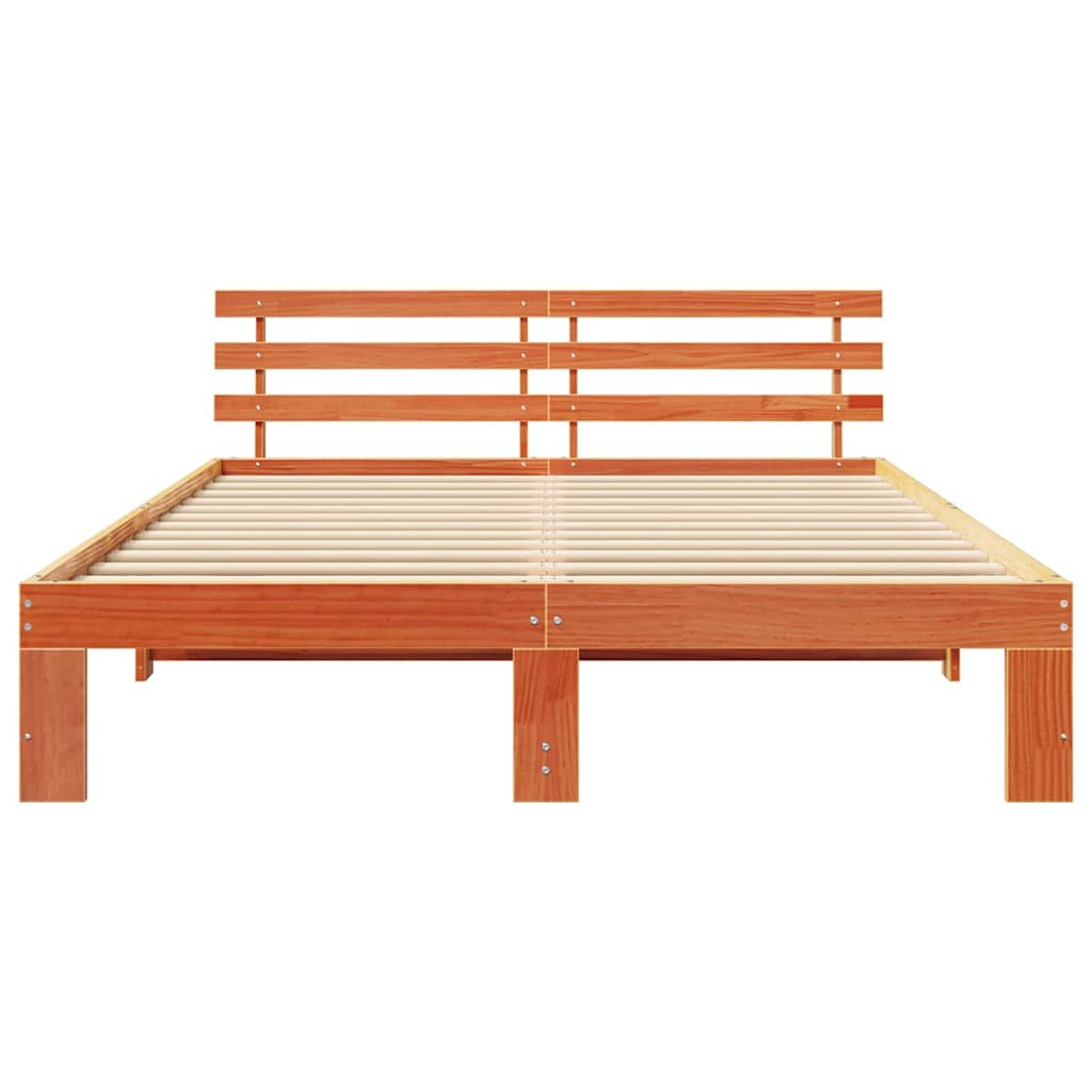 Cadre de lit avec tête de lit Brun cire 140 x 200 cm Pin massif - XIOS