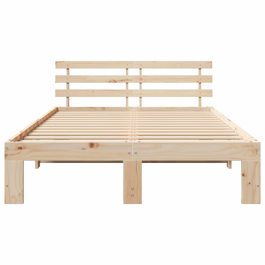 Cadre de lit avec tête de lit Naturel 120 x 200 cm Pin massif - XIOS