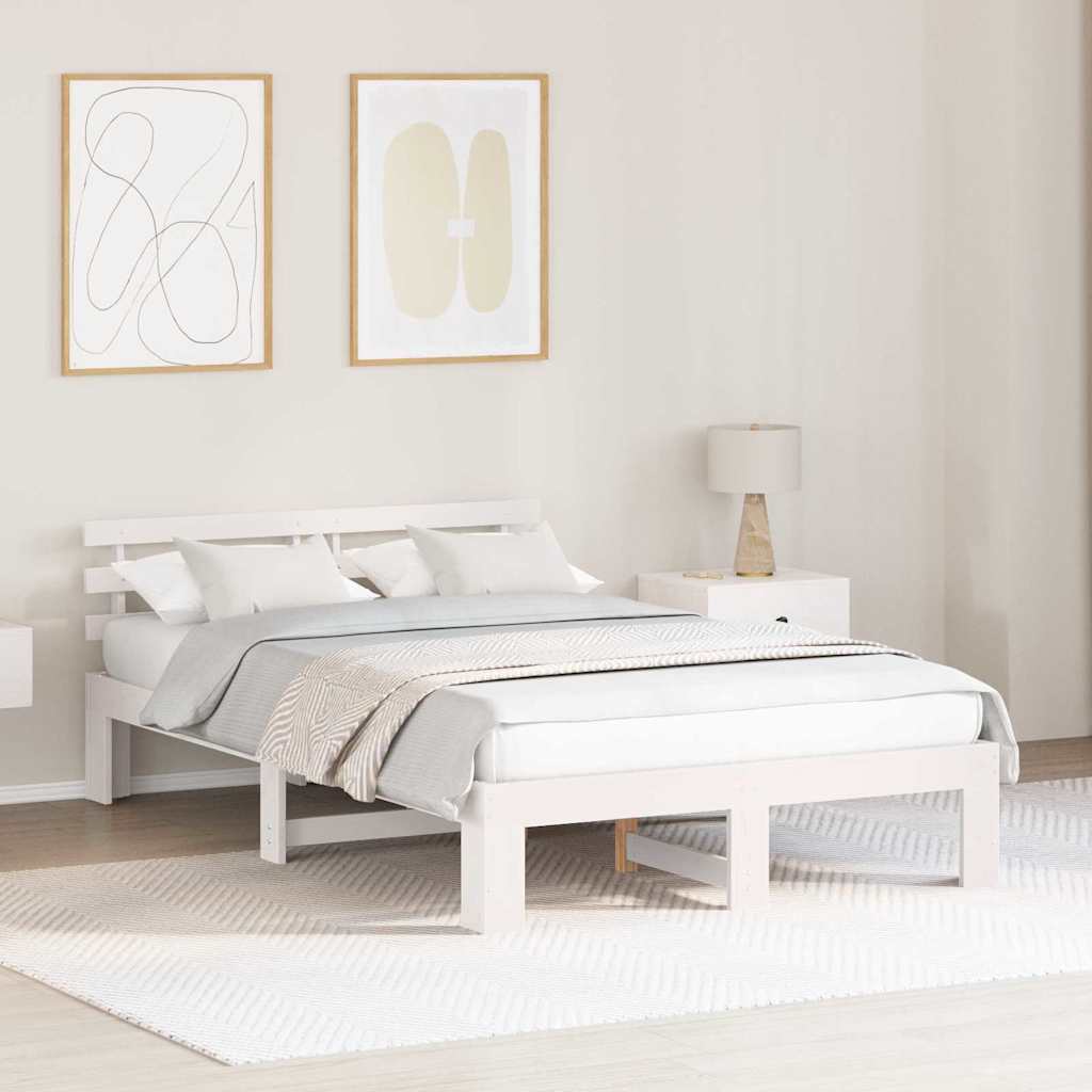 Cadre de lit avec tête de lit Blanc 120 x 200 cm Pin massif - XIOS