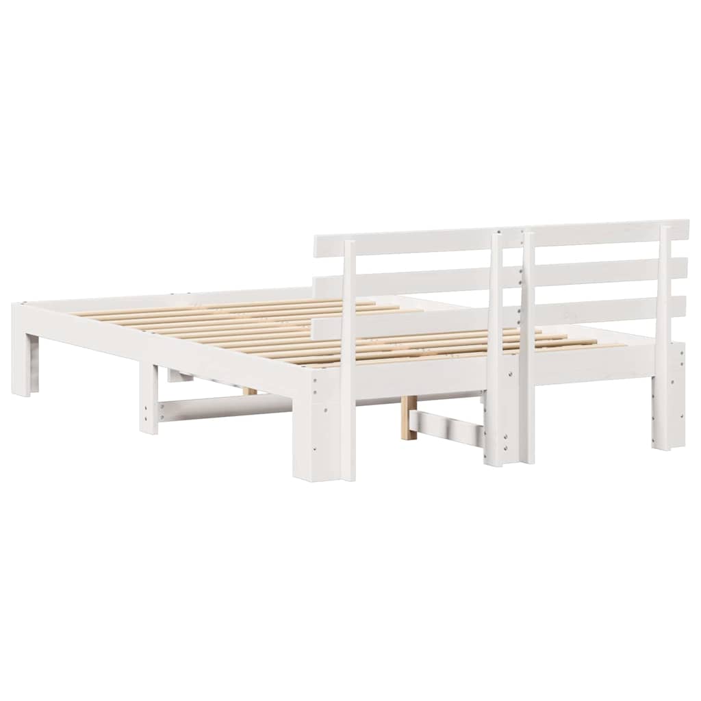 Cadre de lit Blanc 140 x 190 cm Bois de pin massif - XIOS
