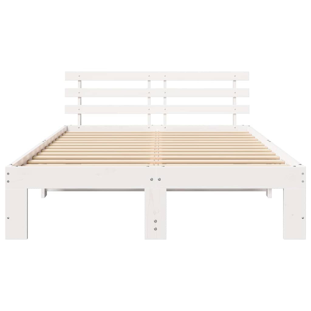 Cadre de lit Blanc 140 x 190 cm Bois de pin massif - XIOS