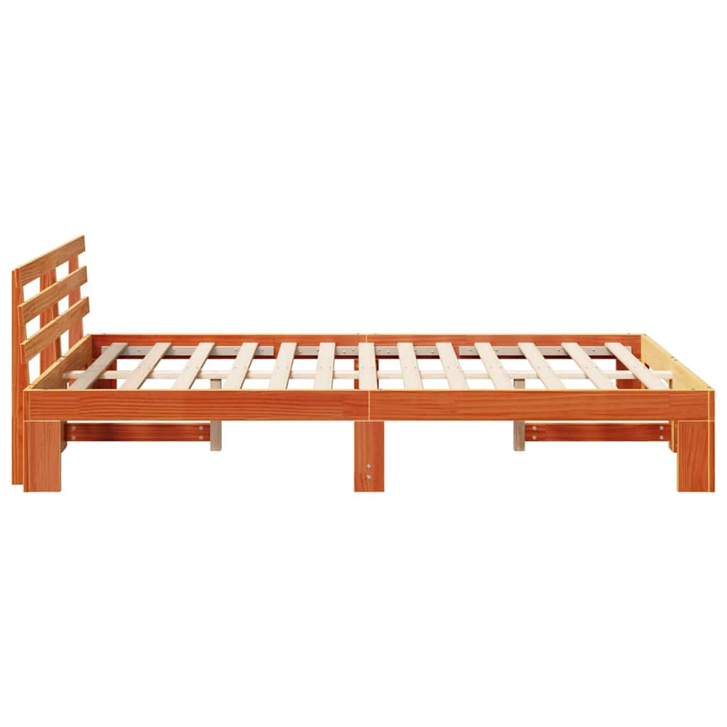 Cadre de lit avec tête de lit Brun cire 140 x 190 cm Pin massif - XIOS