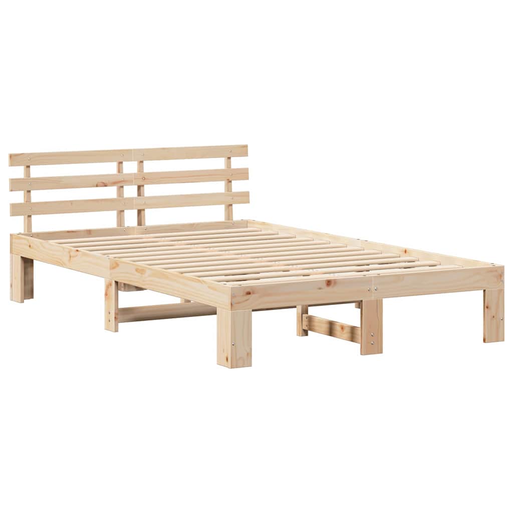 Cadre de lit avec tête de lit Naturel 135 x 190 cm Pin massif - XIOS