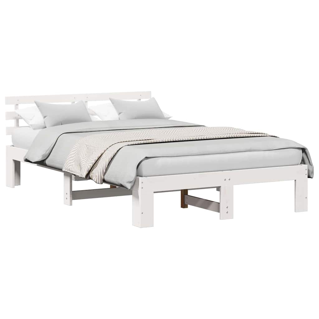 Cadre de lit avec tête de lit Blanc 135 x 190 cm Pin massif - XIOS