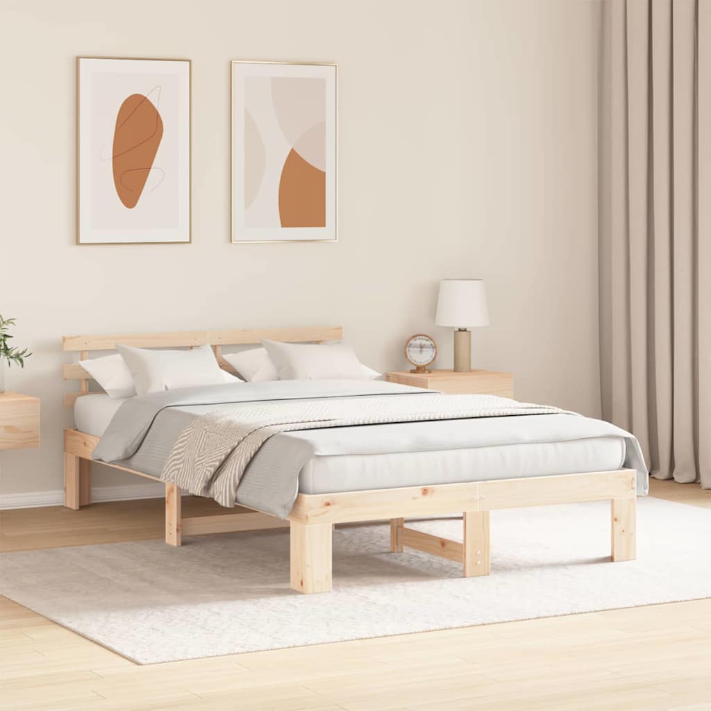 Cadre de lit avec tête de lit Naturel 120 x 190 cm Pin massif - XIOS