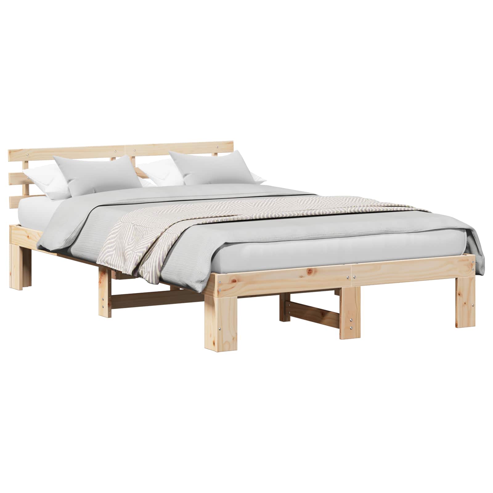 Cadre de lit avec tête de lit Naturel 120 x 190 cm Pin massif - XIOS