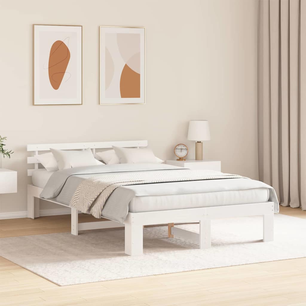 Cadre de lit avec tête de lit Blanc 120 x 190 cm Pin massif - XIOS