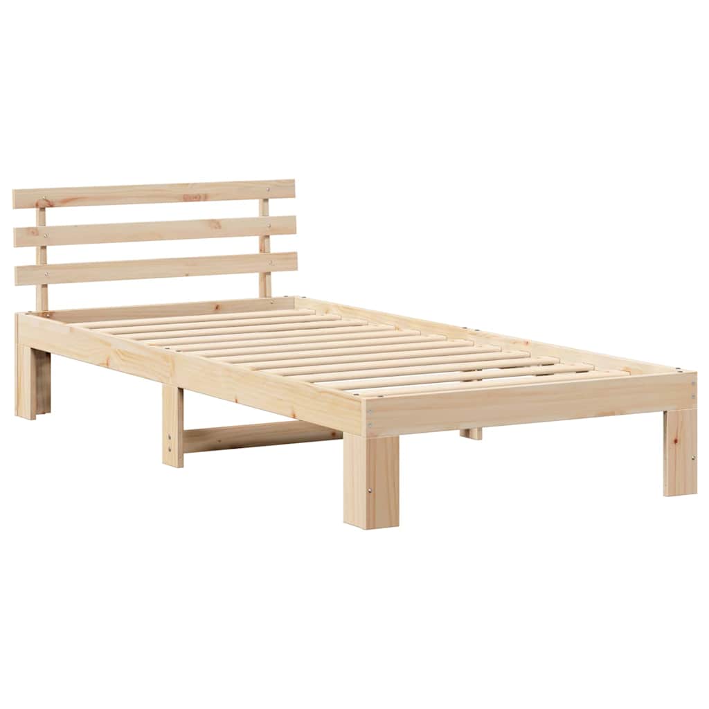 Cadre de lit avec tête de lit Naturel 100 x 200 cm Pin massif - XIOS