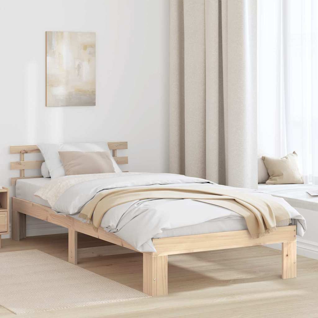 Cadre de lit avec tête de lit Naturel 90 x 200 cm Pin massif - XIOS