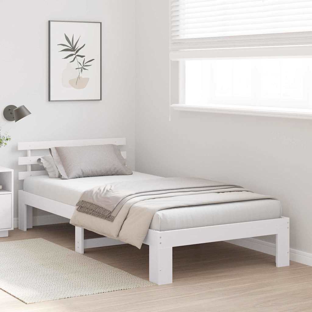 Cadre de lit avec tête de lit Blanc 90 x 200 cm Pin massif - XIOS