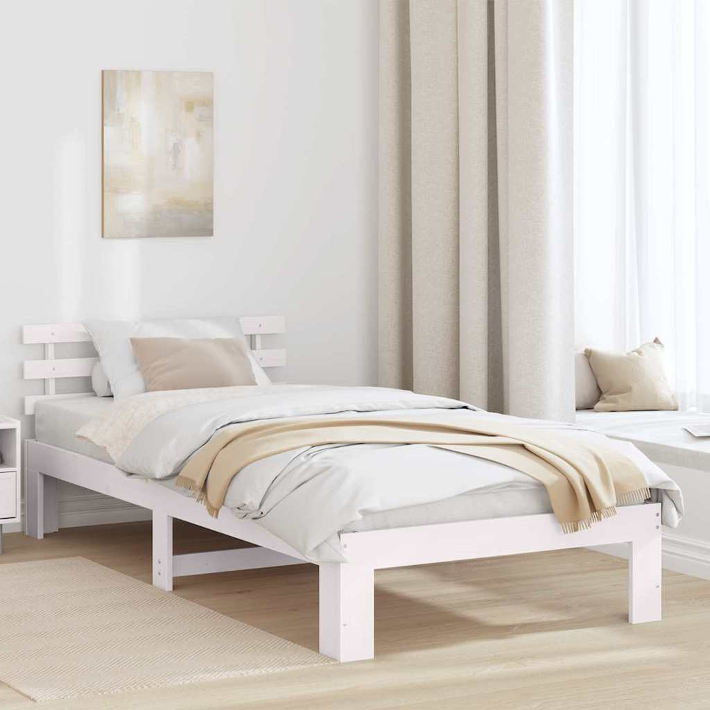 Cadre de lit avec tête de lit Blanc 80 x 200 cm Pin massif - XIOS